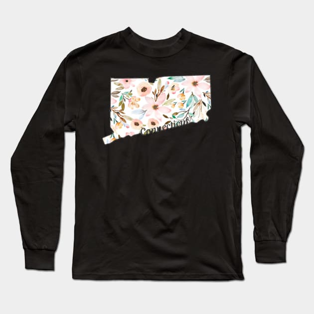 Floral Connecticut Long Sleeve T-Shirt by mansinone3